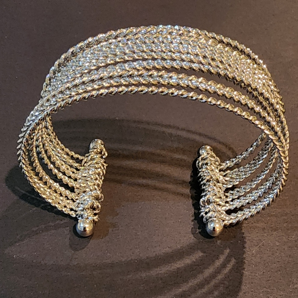 NWOT Vintage Shiny Silvertone Bangle Cuff Bracelet